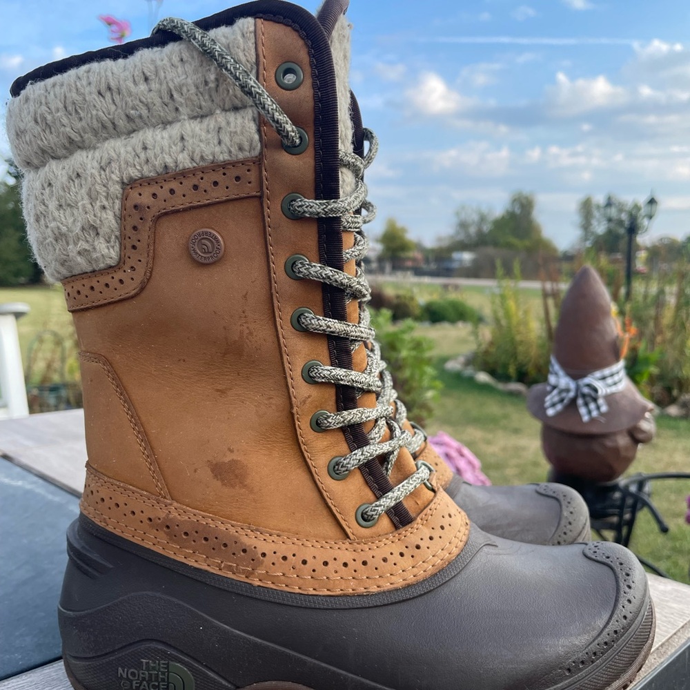The North Face Brown and Cream Winter Boots